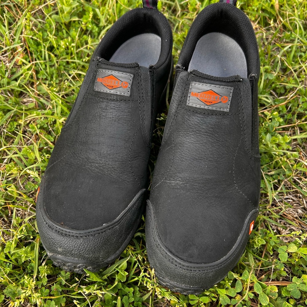 Men’s Merrell Black Slip-On Loafers with composite toe